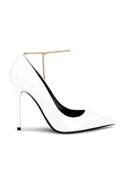 Tom Ford 105mm Patent Leather Anklet Pumps In White