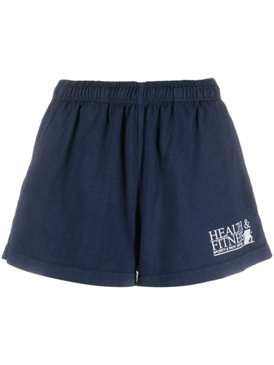 Sporty And Rich Logo-print Track Shorts In Blue