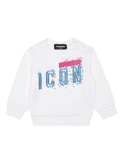 Dsquared2 Babies' Icon Logo印花棉卫衣 In White