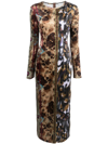 PIERRE-LOUIS MASCIA MIX-PRINT LONG-SLEEVED FITTED DRESS