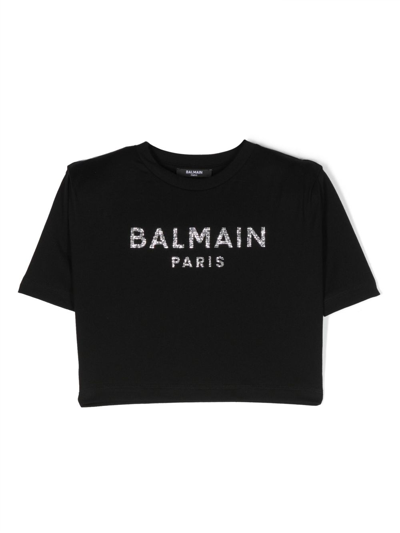 Balmain Logo-embellished Cotton T-shirt In Black