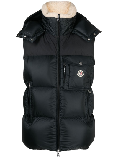 Moncler Feather-down Hooded Gilet In Black