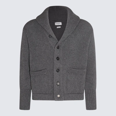 Thom Browne Grey Wool Cardigan In Med Grey