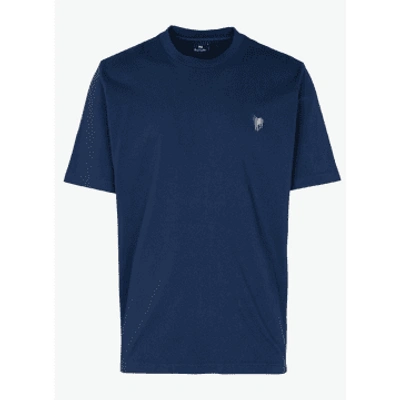 Paul Smith Navy Zebra Embroided Logo Oversize T Shirt In Blue