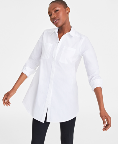On 34th Women's Cotton Tunic Shirt, Created For Macy's In Bright White