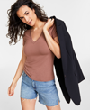 On 34th Women's Modal V-neck T-shirt, Created For Macy's In Myristica