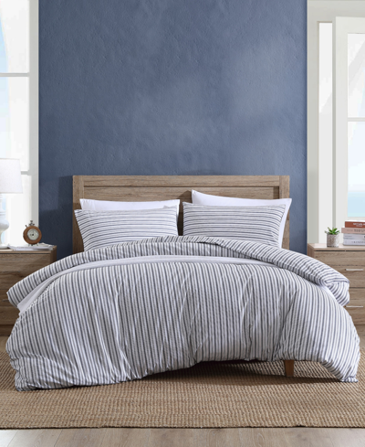 Nautica Coleridge Stripe Cotton Reversible Duvet Cover Sets Bedding In Charcoal