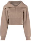 JACQUEMUS BROWN LA MAILLE RISOUL CROPPED SWEATER,213KN501208619948576