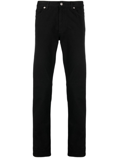Zegna Logo-patch Slim-cut Trousers In Multicolor