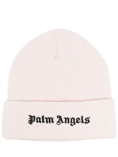 Palm Angels Logo-embroidered Cotton Beanie In Pastel