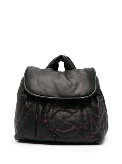 Vic Matie Logo-embroidered Leather Backpack In Schwarz