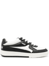 Palm Angels University Lace-up Leather Sneakers In White Black