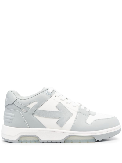 Off-white Out Of Office Leather Low Top Sneakers In Grey,white