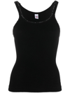 Re/done Ribbed-knit Cotton Tank Top In Black