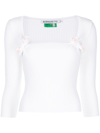 BERNADETTE RIBBED-KNIT BOW-DETAIL TOP