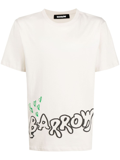 Barrow Graphic-print Cotton T-shirt In Beige