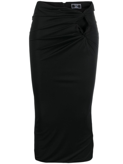 Versace X Dua Lipa Knotted Midi Skirt In Black