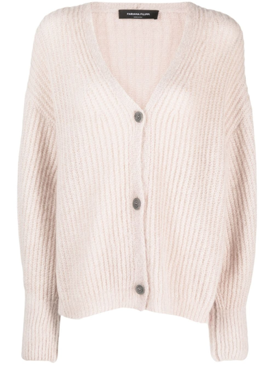 Fabiana Filippi Ribbed Wool-blend Cardigan In Nude