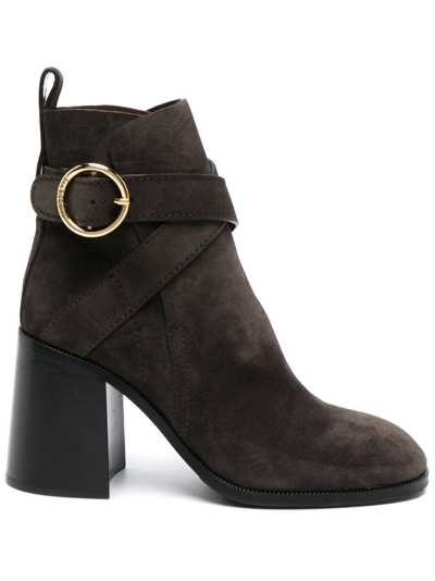 See By Chloé Lyna 85mm Suede Boots In Braun