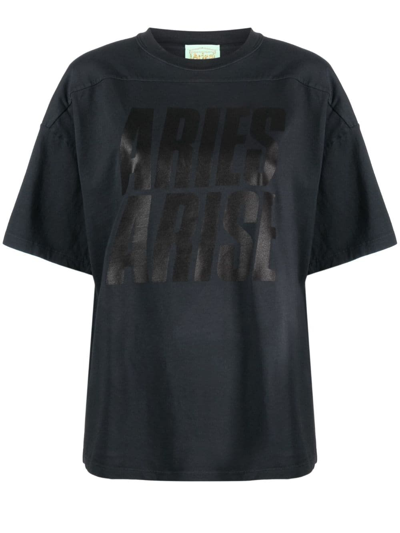 Aries Logo-print Cotton T-shirt In Grau