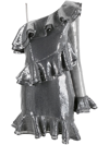 Rotate Birger Christensen One-shoulder Ruffle-detail Dress In Silber