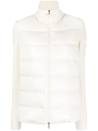 Moncler Ribbed-sleeve Wool Padded Jacket In White