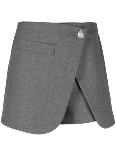 Maje Slub-texture Wraparound Mini Shorts In Grau