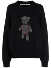 Alexander Wang Hot Fix Teddy Beiress Crewneck Wool Sweater In Schwarz