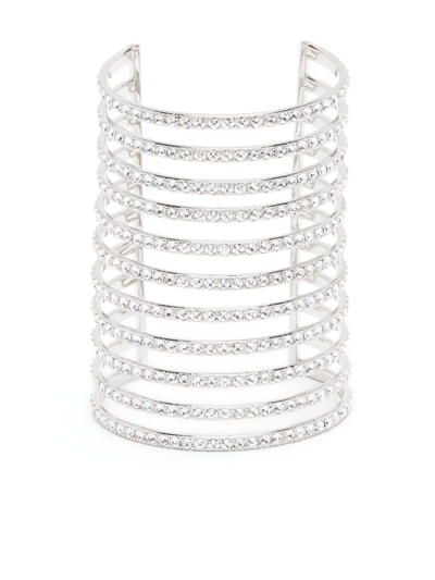 Amina Muaddi Vittoria Crystal-embellished Cuff Bracelet In Silver