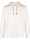 Brunello Cucinelli Ribbed-knit Drawstring Hoodie In Weiss