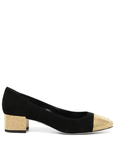 René Caovilla Embellished Suede Pumps In Black