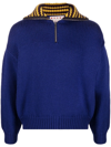 Marni Men's Wool Sweater With Sailor Foldover Collar In Ocean