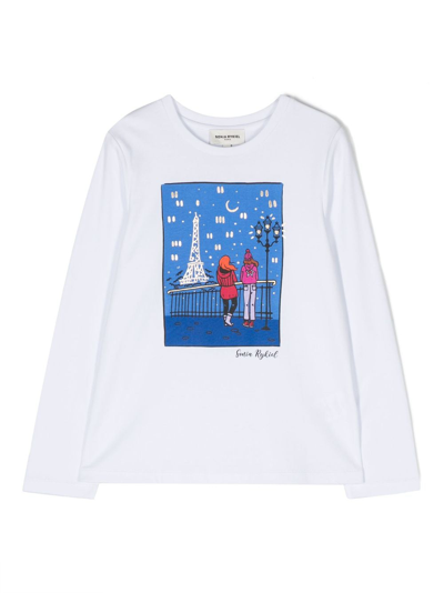 Sonia Rykiel Enfant Langarmshirt Mit Illustrations-print In White