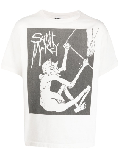 Saint Mxxxxxx Printed Cotton T-shirt In White