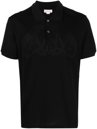 ALEXANDER MCQUEEN CUT SEAL-APPLIQUÉ POLO SHIRT