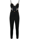 Elisabetta Franchi Tulle-inserts Bustier Jumpsuit In Schwarz