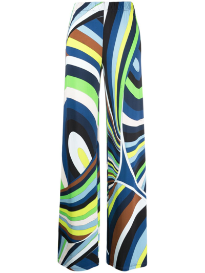 Pucci Printed High-rise Jersey Wide-leg Pants In Multicoloured