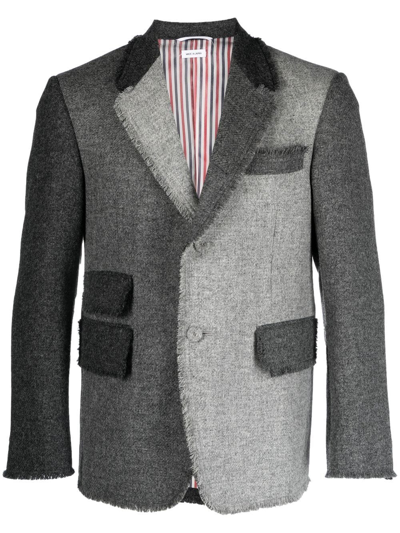Thom Browne Panelled Single-breasted Suit Jacket In Grey