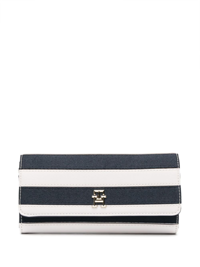 Tommy Hilfiger Iconic Breton-stripes Faux-leather Wallet In Nude