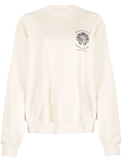 Sporty And Rich Hotel Crew-neck Sweatshirt In White