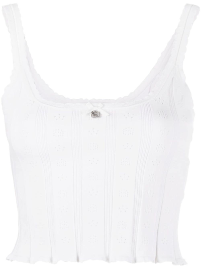 Alexander Wang Pointelle-knit Top In White