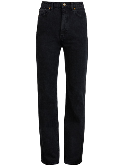 Khaite Abigail Cropped High-rise Straight-leg Jeans In Black