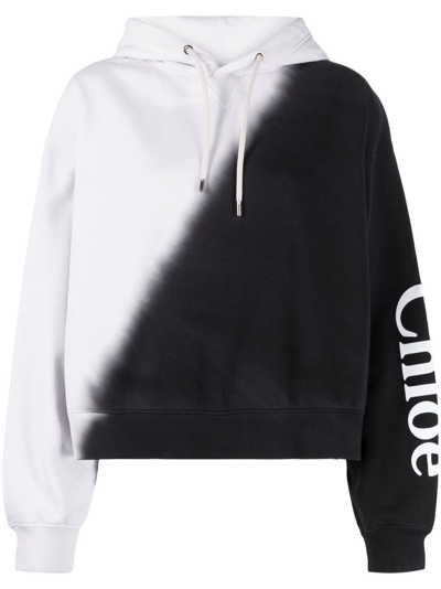 Chloé Logo Printed Drawstring Hoodie In Black