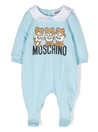 Moschino Babies' Teddy Bear Print Body In Blue