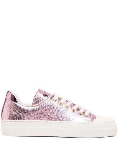 Tom Ford City Metallic-finish Sneakers In 粉色