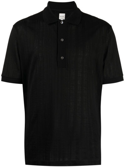 Paul Smith Striped Organic-cotton Polo Shirt In Black