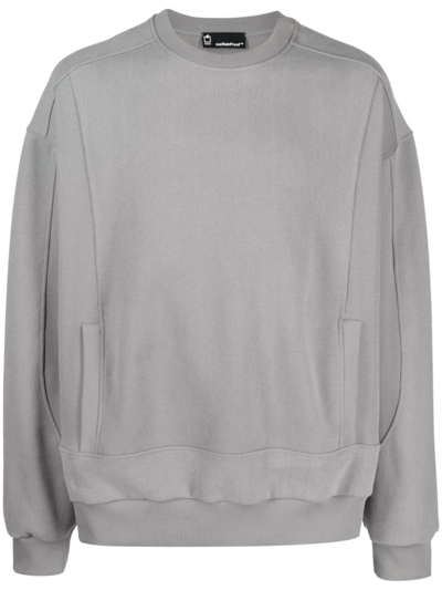 Styland Crew-neck Cotton Fleece Sweatshirt In Grey