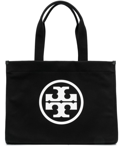 Tory Burch Logo Detailed Tote Bag In Black