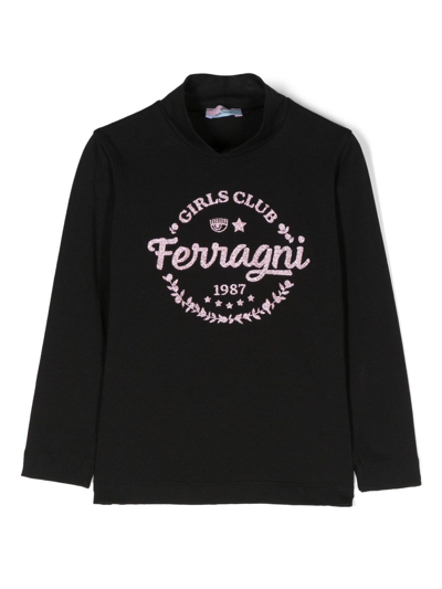 Chiara Ferragni Kids' Logo-print Long-sleeve Sweatshirt In Black