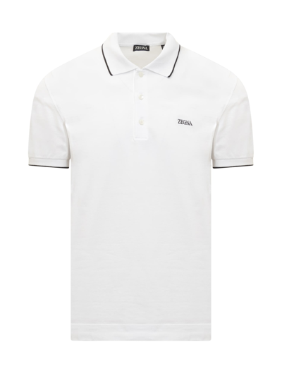 Ermenegildo Zegna Cotton Polo Shirt In Bianco